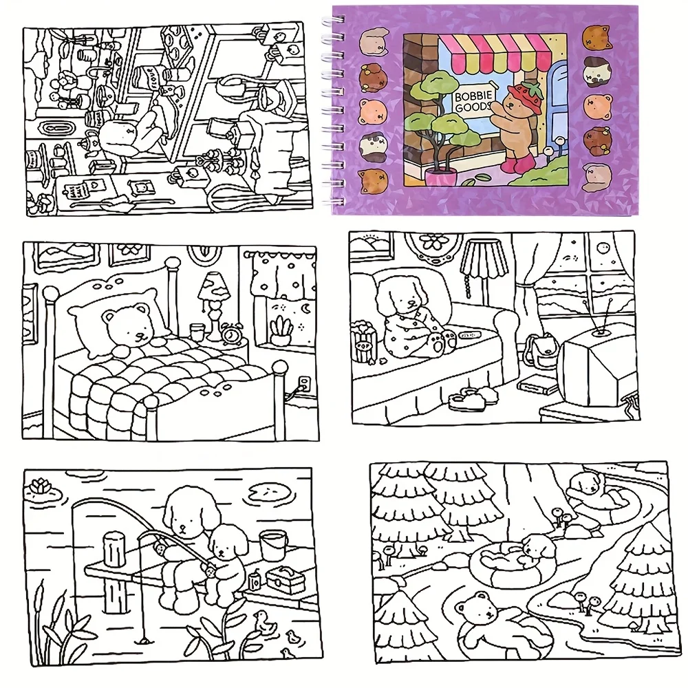 เด็ก BOBBIE สินค้าสมุดระบายสีเด็กวาดหนังสือภาพวาดกระดาษ Doodle โน้ตบุ๊คธีมสัตว์ภาพวาดอุปกรณ์สําหรับของขวัญ