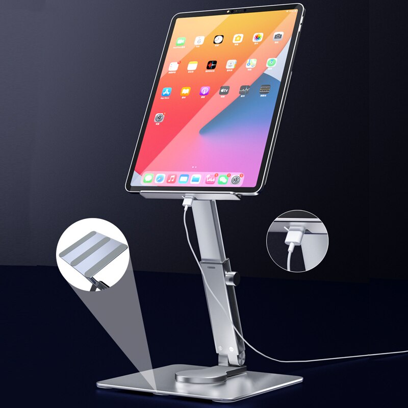 Support de tablette en aluminium, rotation à 360 °, pliable, réglable, support de bureau, support Riser pour iPad Pro Air 4 Mini 12.9 4-14 "Xiaomi Tab