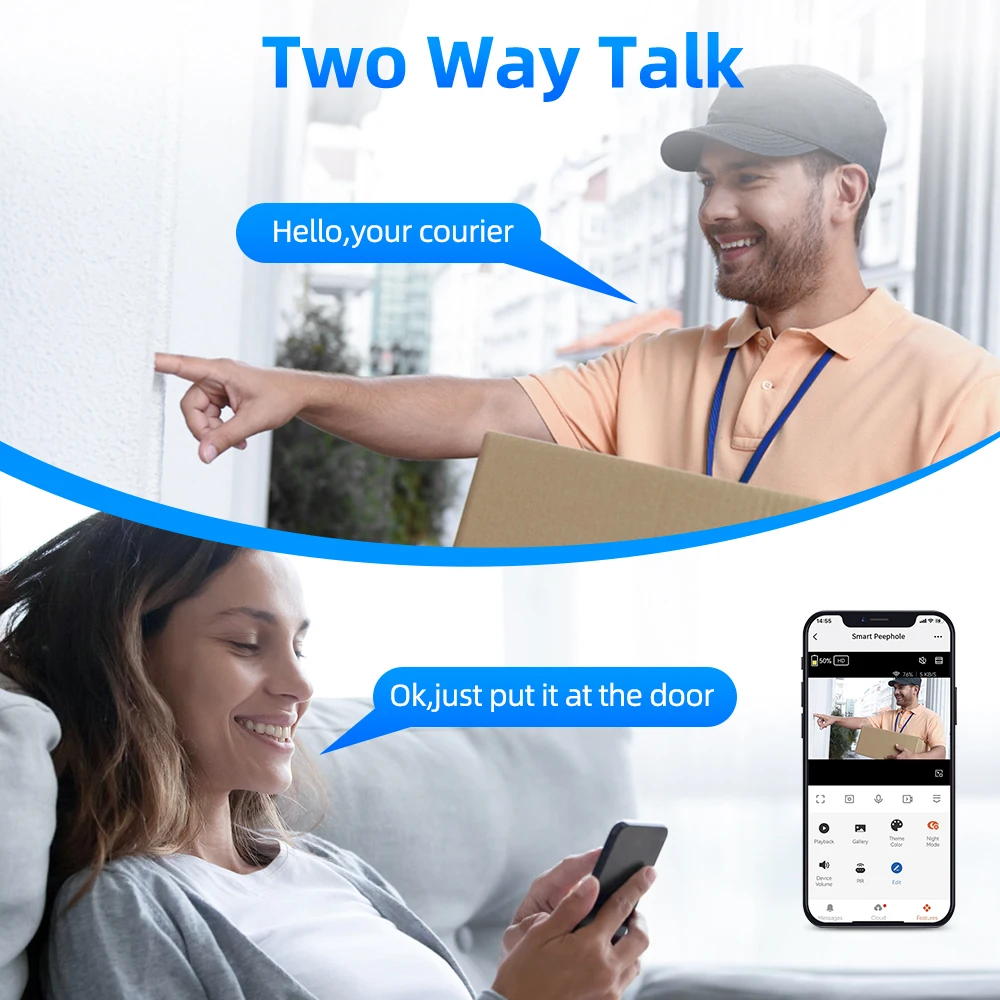 Camluxy 1080P Smart 4.3Inch Tuya WiFi Video Doorbell Eye Peephole Camera Alexa Google Digital Door Viewer Two Way Audio