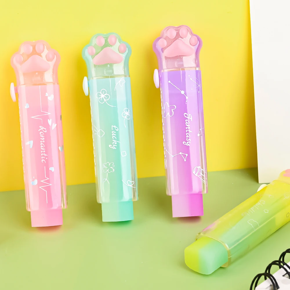 Borrador de pata de Color gelatina, goma tipo empuje de corrección súper bonita para limpieza de lápices, regalo escolar para estudiantes F7365, 1 Uds.