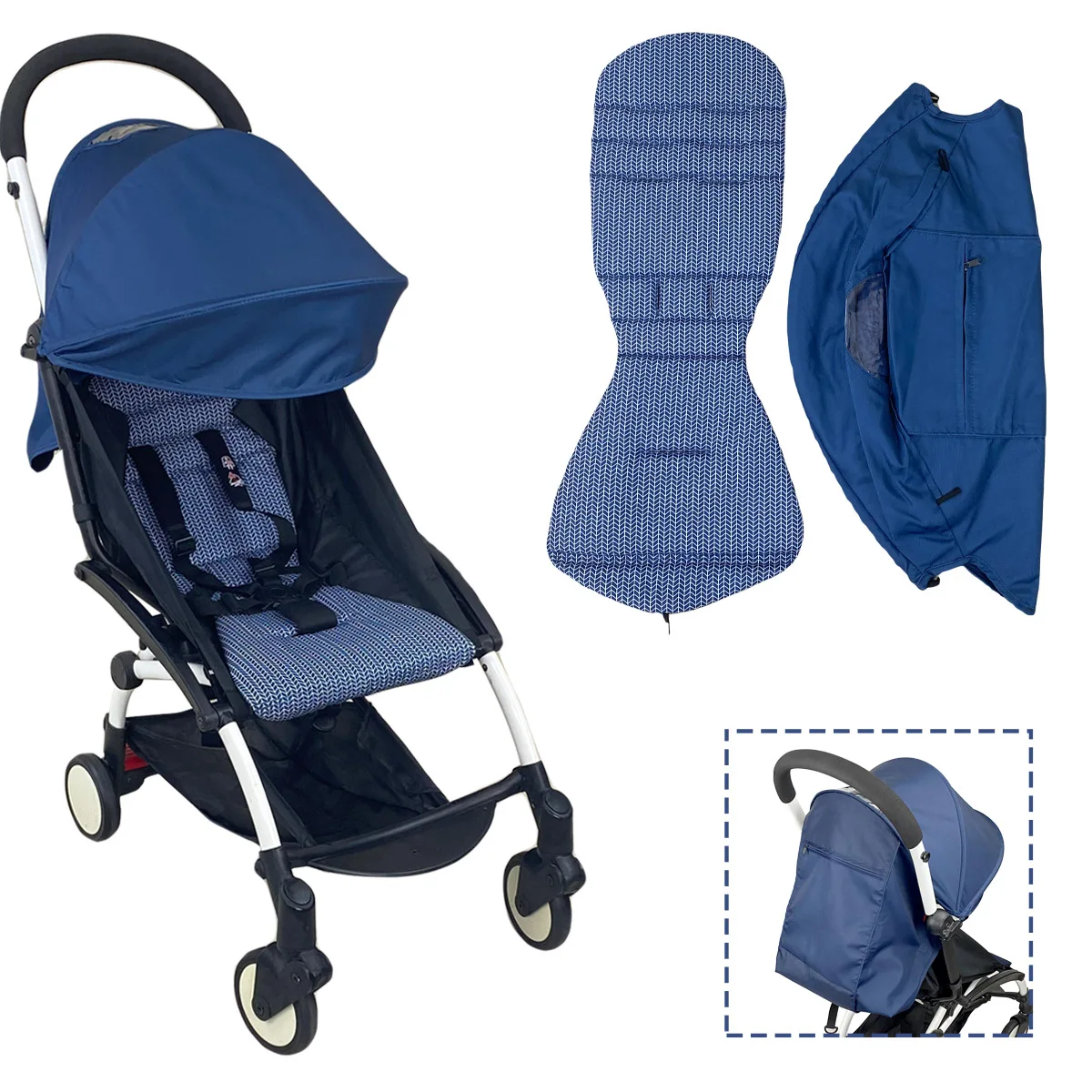 Capa para carrinho de bebê, almofada de assento compatível com babyzen yoyo, colchão com zíper traseiro, bolso, acessórios para carrinho