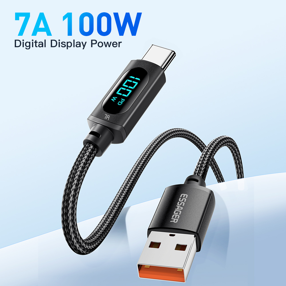 Essager PD 100W Kabel USB typu C do USB C 7A Szybkie ładowanie Przewód do OPPO Realme Huawei Poco Samsung Kabel wyświetlacza