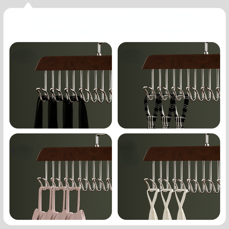 1pc 8 gancho multifuncional cabide de madeira maciça perfeito para pendurar cintos, chapéus, coletes, roupas íntimas, lenços de seda, cabide de roupas