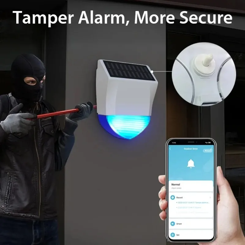 Tuya Smart Voor Zigbee/Wifi Sirene Alarm Waterdicht Buiten Met Zonne-energie En USB Voeding Optionele Afstandsbediening 95dB