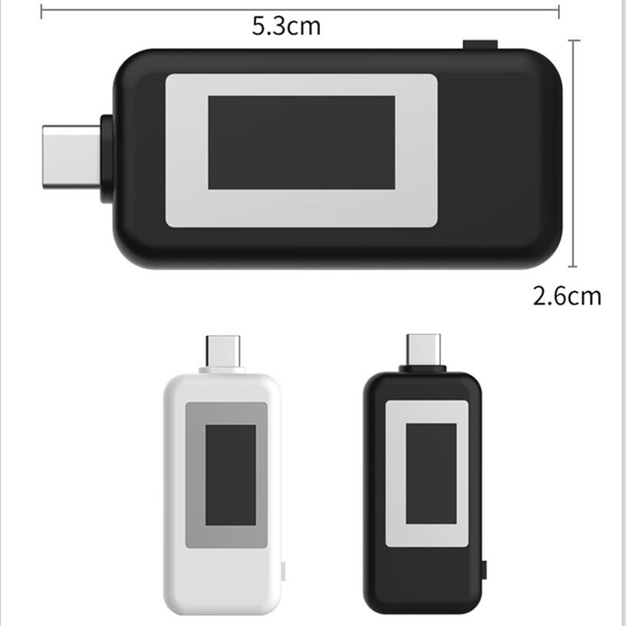 Digital Type-C Voltímetro USB, Temperatura, Corrente, Medidor de Voltagem, Detector de Volts, Amperímetro, Carregador do Banco de Potência, Indicador, 10 em 1