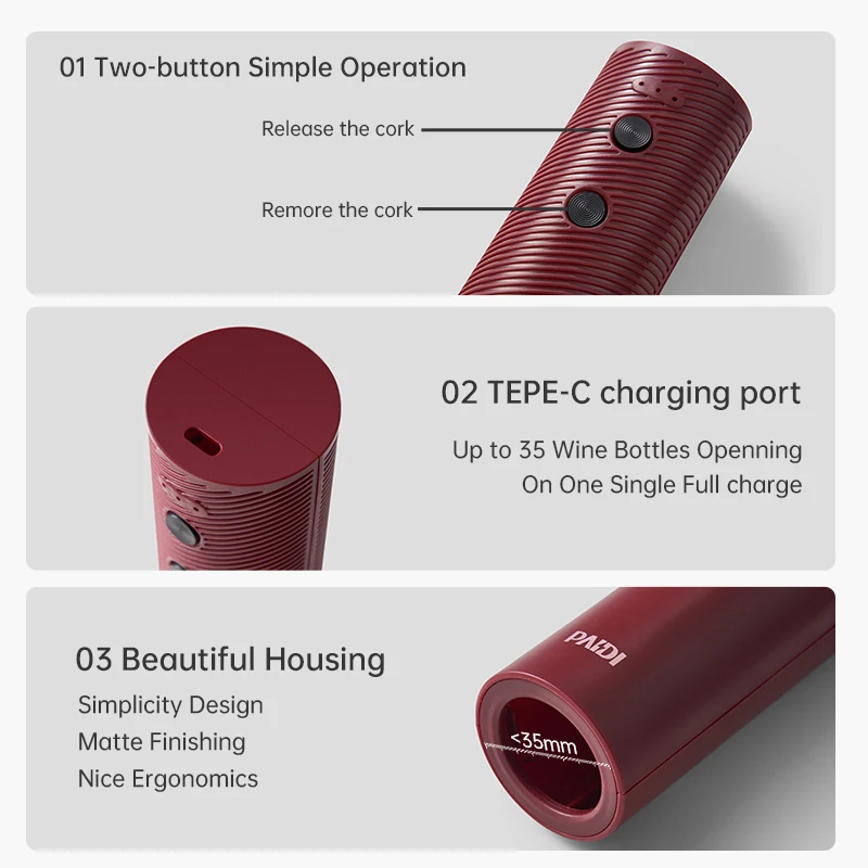 Abridor de botellas de vino eléctrico, sacacorchos automático portátil, recargable por USB, Gadgets de cocina, nuevo
