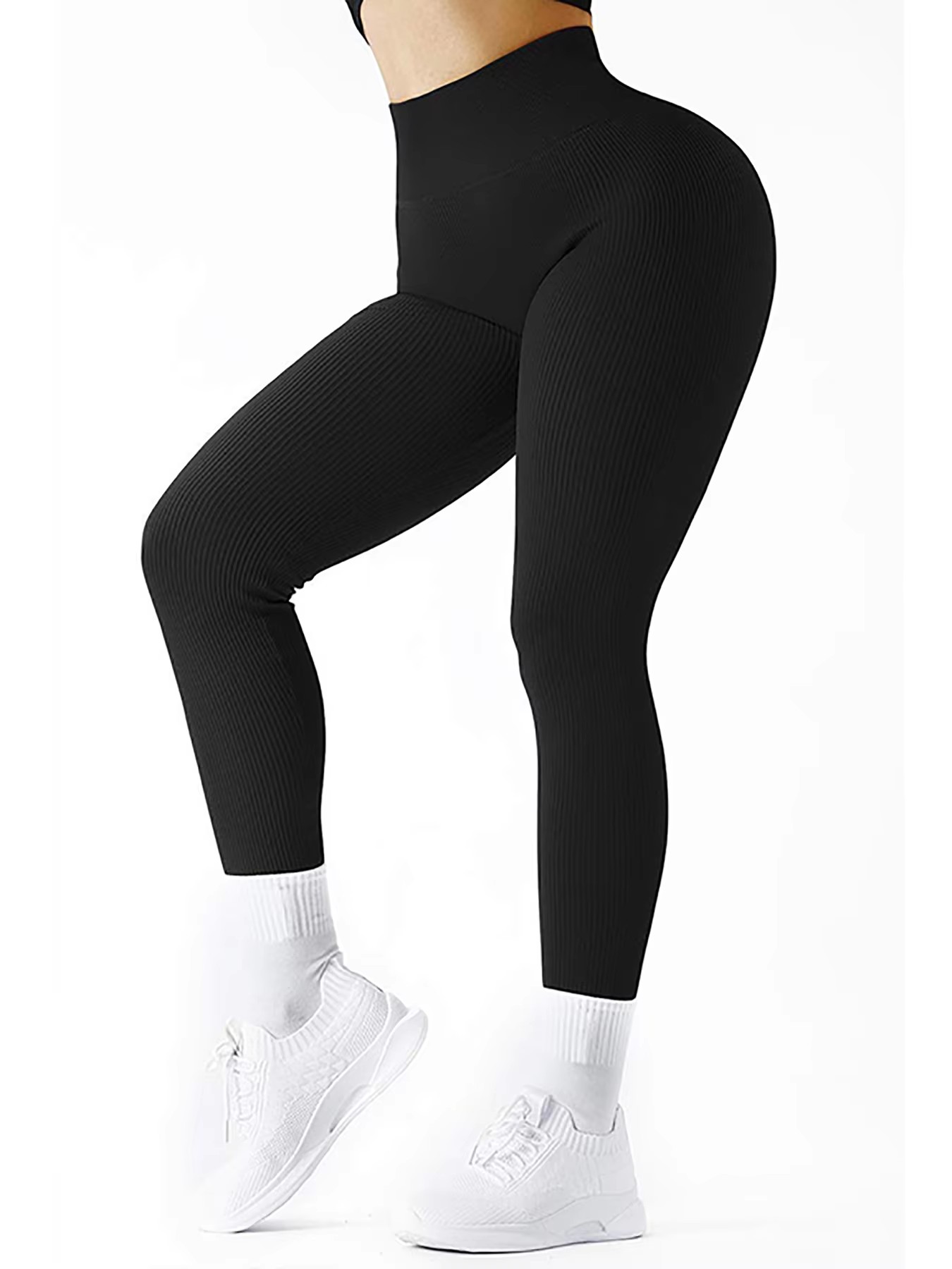 ด้ายถักกางเกงขายาวผู้หญิงไม่มีรอยต่อ Slim Tights GYM การฝึกอบรมวิ่งเอวสูงยกสะโพกยืดหยุ่นสูงโยคะฟิตเนสกางเกง