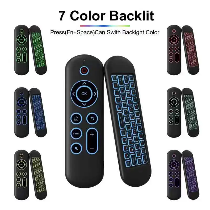 2.4g bt 5.2 controle remoto sem fio giroscópio air mouse 7 cores backlight receptor usb mini teclado para android smart tv box pc