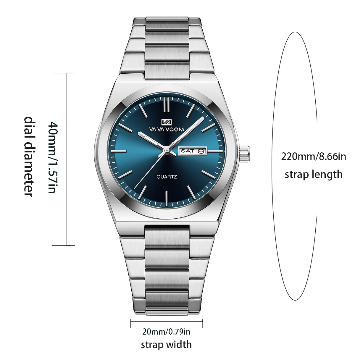 2024 neue Original Herrenuhr 40mm Luxus Blau Gold Zifferblatt Mode Edelstahlarmband Nachtlicht Dual Kalender Quarz Herrenuhr