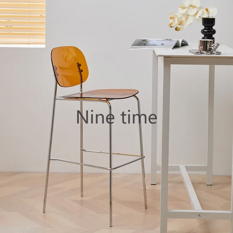 Taburetes De Bar De diseño minimalista transparente, taburetes De hierro acrílicos creativos para recepción, silla alta, accesorios De Bar, muebles