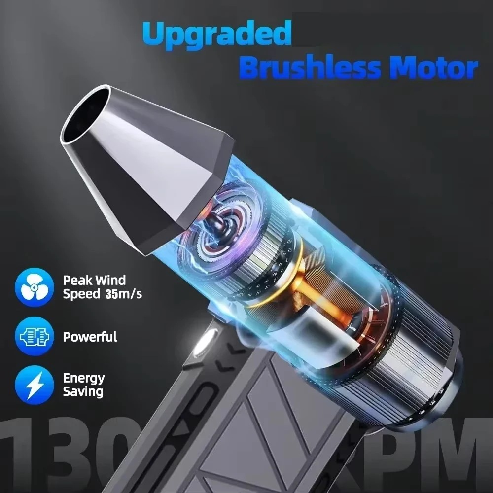YIJU 130000 U/min Mini-Turbo-Jet-Lüfter mit leichtem, wiederaufladbarem USB-Elektro-Luftstaubsauger, einstellbare Windgeschwindigkeit, Turbogebläse
