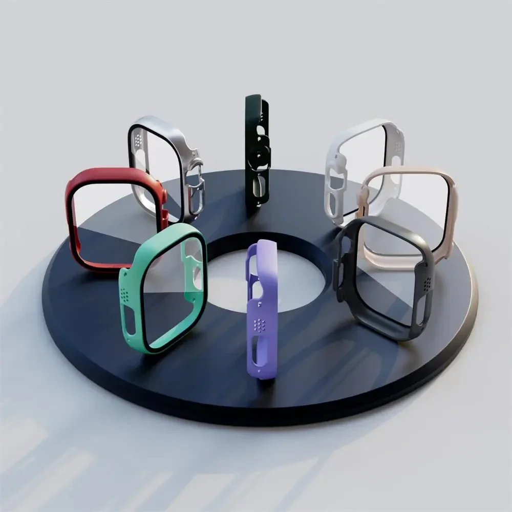 Vidrio + funda para Apple Watch Ultra 2, carcasa de 49mm para reloj inteligente, parachoques de PC + Protector de pantalla, cubierta templada, accesorios de banda serie iwatch