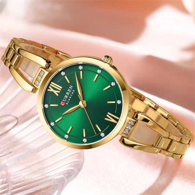 カレン 9092 クォーツ時計女性エレガントなブレスレットステンレス鋼ストラップラインストーンファッションレディースシンプルな腕時計ギフトリロイ mujer