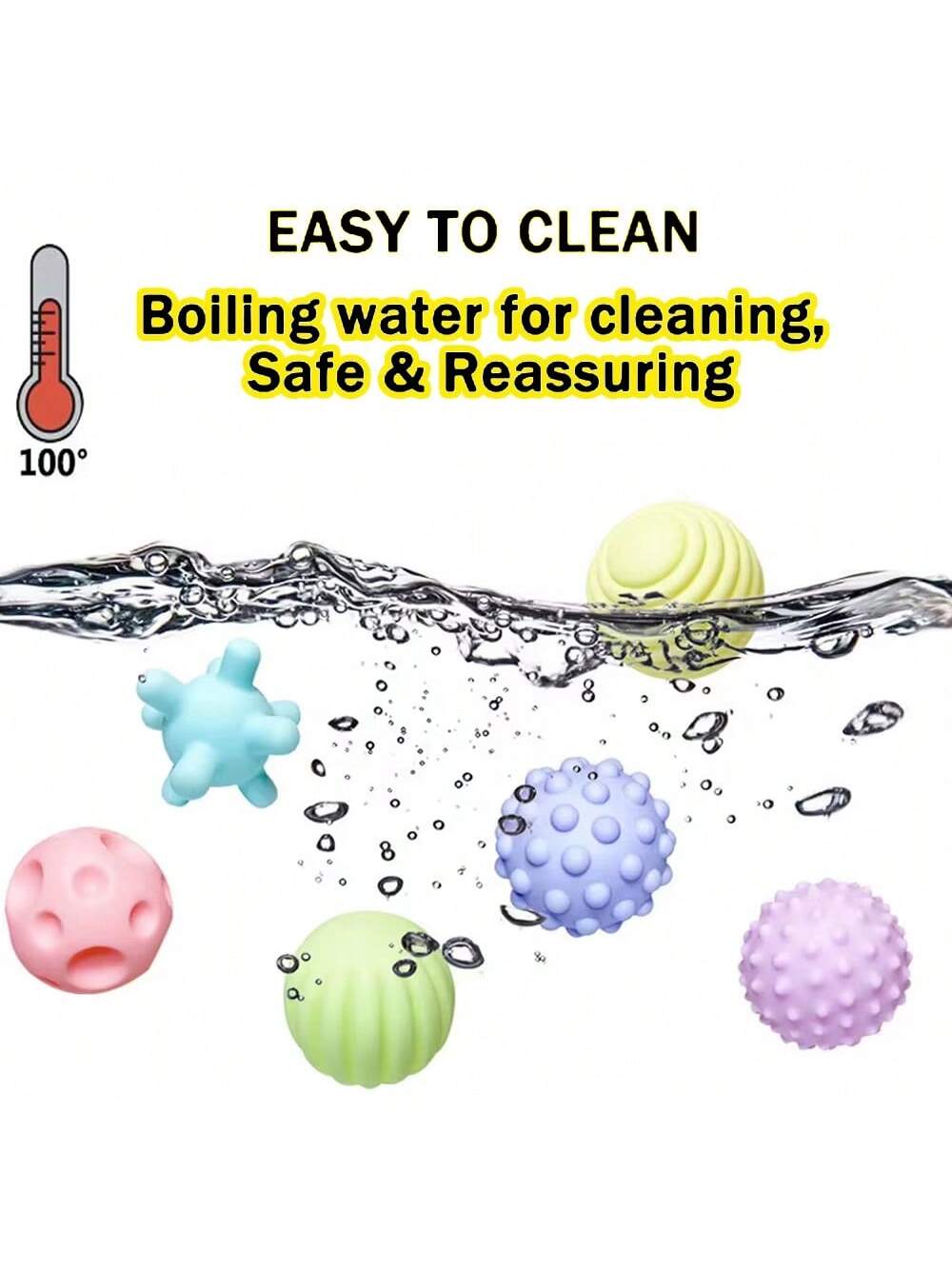 Zintuiglijk speelgoed voor baby's met textuurballen - Zachte tandjes- en tactiele verkenningsset met 6 kleuren + 8 stijlen |