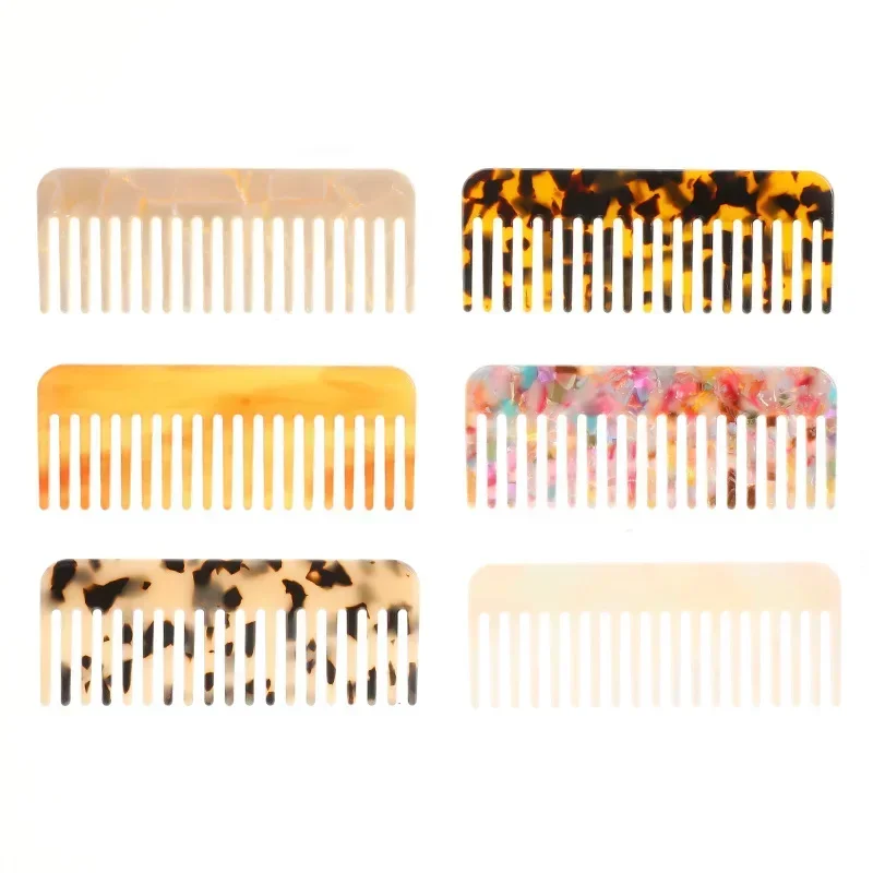 Peines de pelo de acetato de dientes anchos, cepillo de pelo de masaje antiestático, accesorios de viaje de estilismo de salón de peluquería coloridos