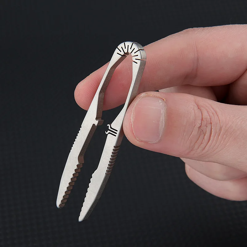 2024 NEW TC4 Titanium Steel Tweezers Multifunction With Corkscrew CNC Machining Clips Keychain Pendant Tool Outdoor EDC Gadget