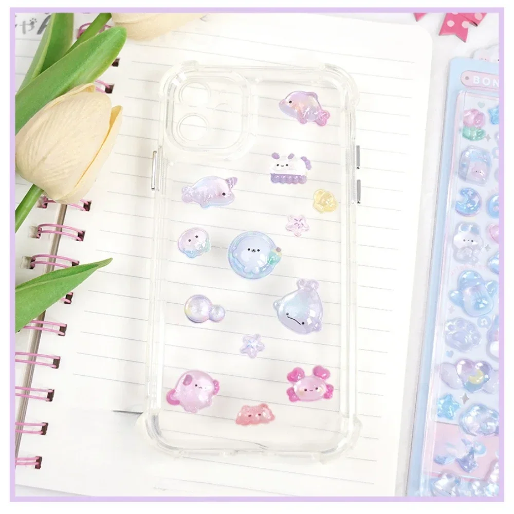 Criativo gota 3d alívio adesivos doces fantasma coelho diy scrapbooking papelaria adesivo diário decoração bonito adesivos materiais de arte