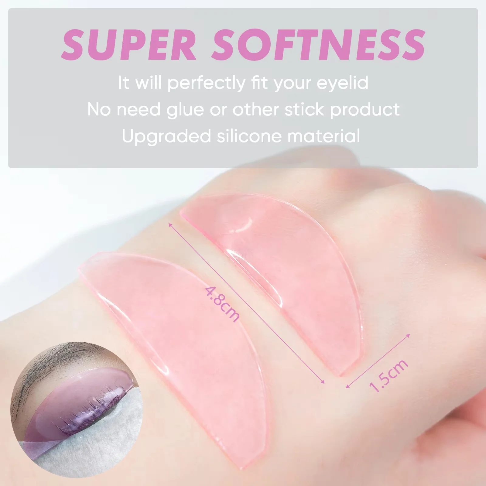 Libeauty, 1 par de almohadillas suavizantes de pestañas, almohadillas de silicona para permanente, varillas de pestañas, escudo, accesorios para levantar pestañas, herramientas de maquillaje