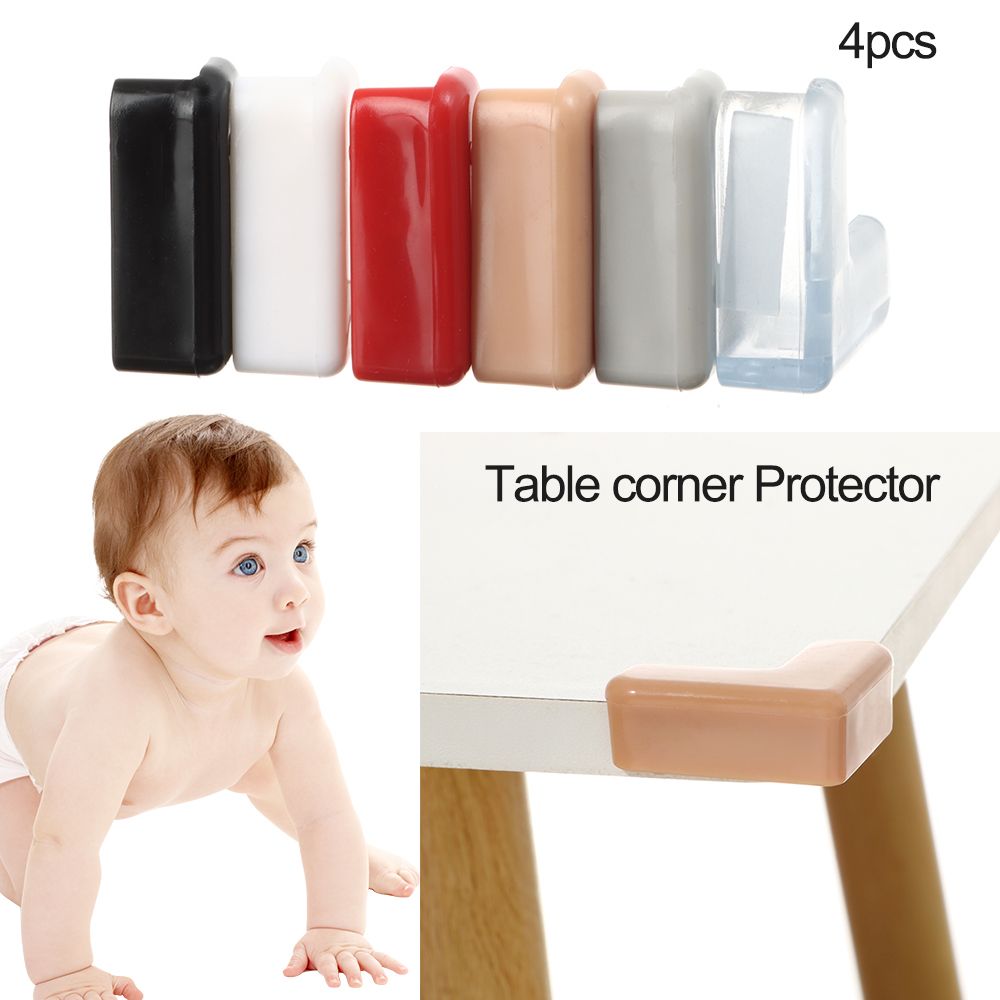 Auto-adesivo macio PVC segurança canto protetor, protetores de borda para a proteção do bebê, guarda de mesa e mesa canto para crianças, 4PCs