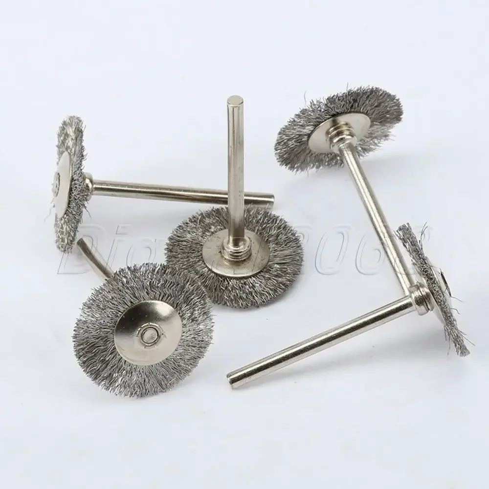 ステンレス鋼線ホイール付きブラシ,ロータリーポリッシュツール,ダイグラインダーアクセサリー,25mm,5個