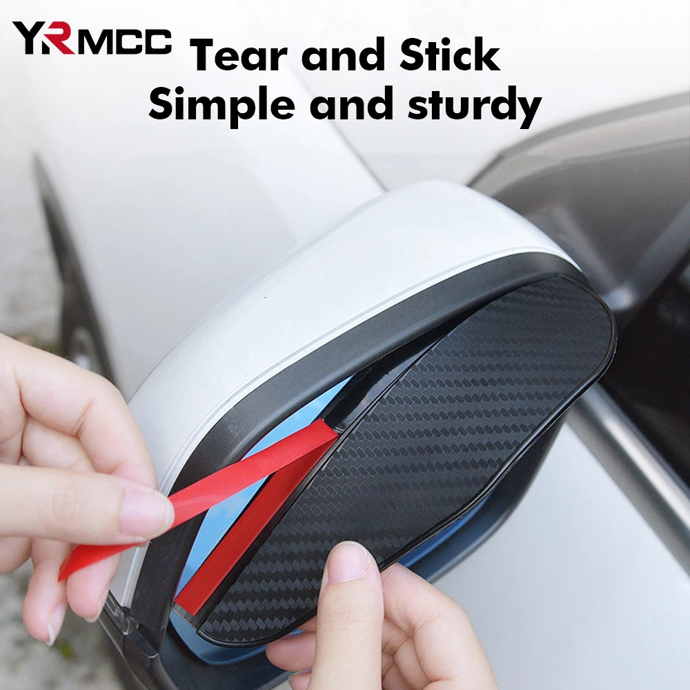 2 pçs carro de fibra carbono viseira sombra capa universal espelho retrovisor chuva sobrancelha para carros condução segura decorar acessórios