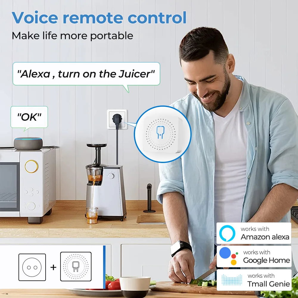 MiNi interruptor inteligente Tuya Zigbee/WiFi, Monitor de potencia, 16A, Control bidireccional, temporizador, relé, funciona con Alexa, Google Home, Alice