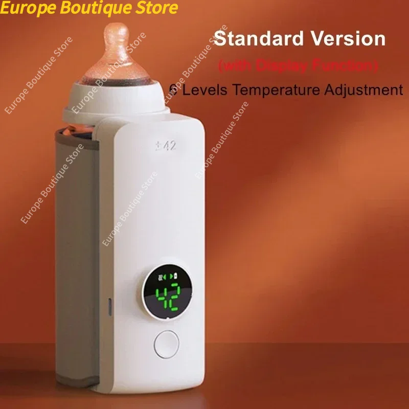 Oplaadbare babyflessenwarmer 6 niveaus temperatuuraanpassing met temperatuurweergave Borstwarmer Mouw Voedingsaccessoires