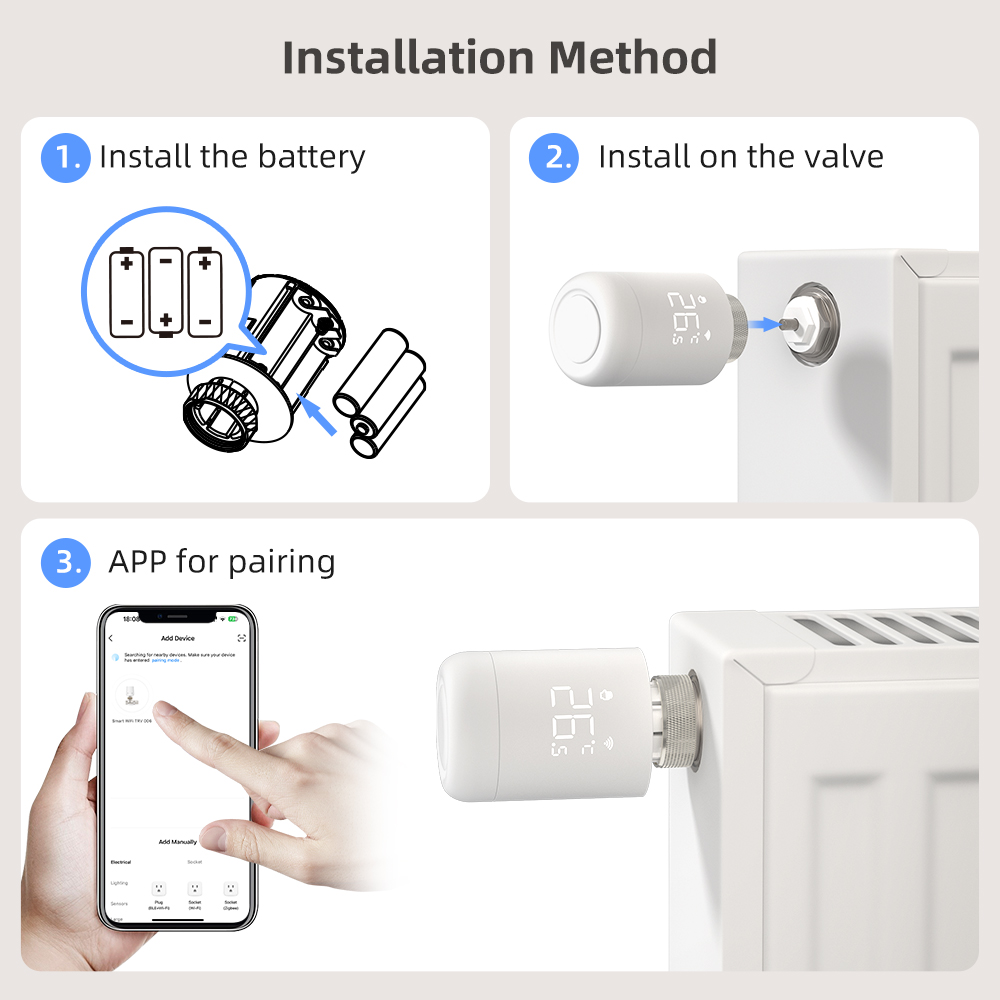 AVATTO 1-6PCS WiFi TRV Tuya Válvula Atuadora de Radiador Inteligente Termostato Programável Aquecedor de Temperatura Funciona com Alexa Google Home