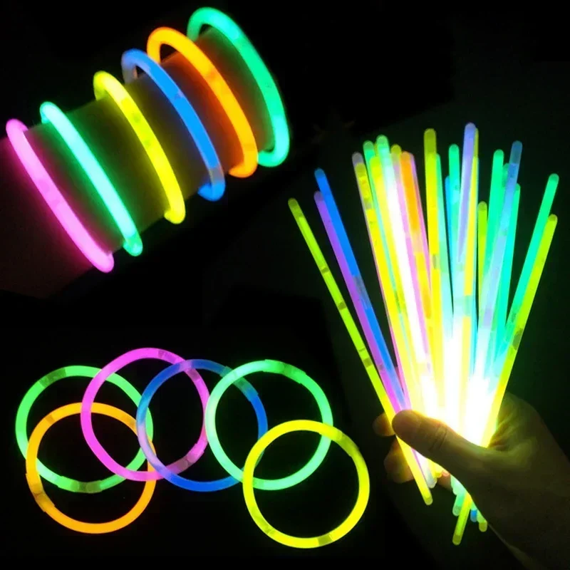 50/100 Stück Leuchtstab, Party-Versorgung, Halskette, Armbänder, Hochzeit, Bar, Leuchtstab für festliche Konzertparty, Logo-Druck