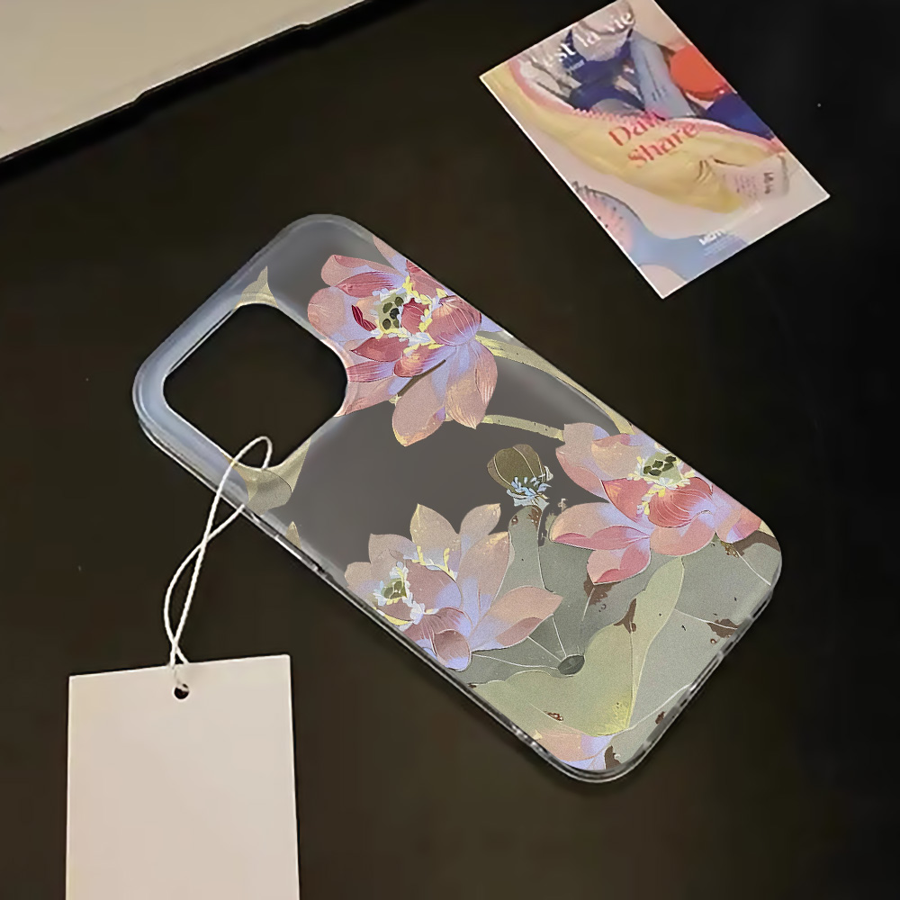 Funda de teléfono con flores para iPhone 16 Pro, funda trasera de piel sedosa delgada translúcida para iPhone 15 13 11 12 14 Pro Max 13 Mini 16 Plus