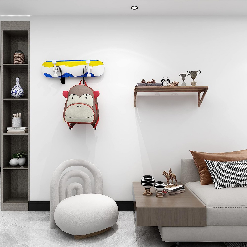 Horizontal Wall-montado Skate Hanger, armazenamento Rack, ganchos, Deck Display, 2pcs