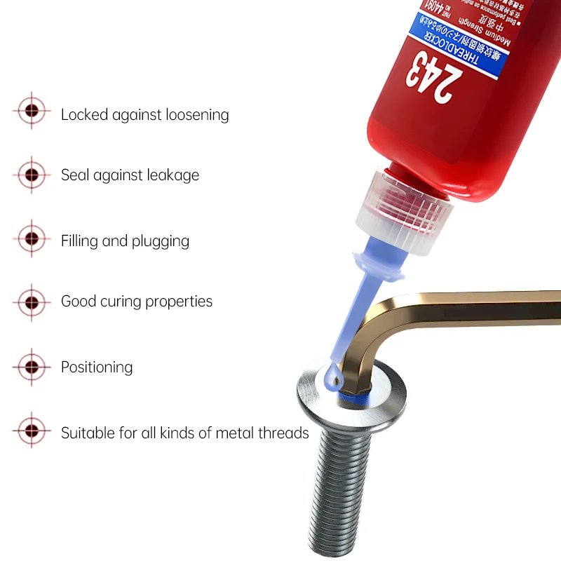 50ml Threadlocker Quick Drying Screw Locking Agent 242 243 272 Thread Lock Fluid Strong Anti-slip Thread Fastening Adhesive