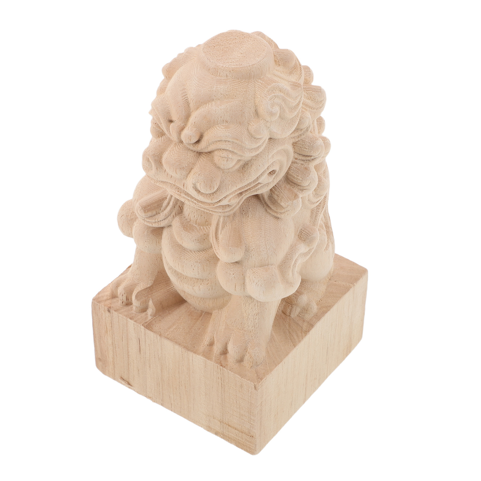 1pcs Wood Finial: Lion Carved Staircase Post Topper Unfinished Column Cap For Diy Home Decor Bed Post Curtain Rod Fence Finials