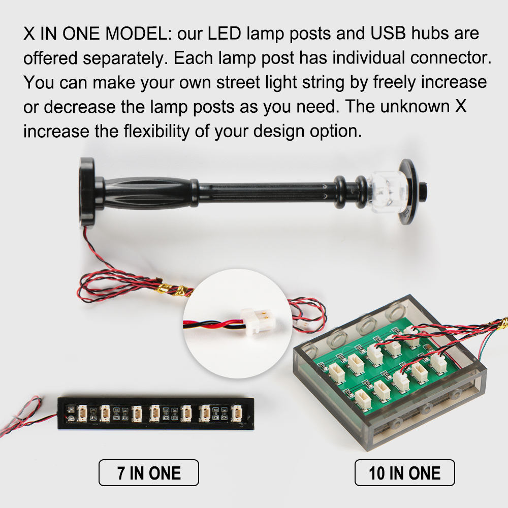 15 個の都市街路灯 LED (10 in 1 USB 電源) ビルディングブロックランプ MOC レンガ DIY 2039 11062 と互換性あり
