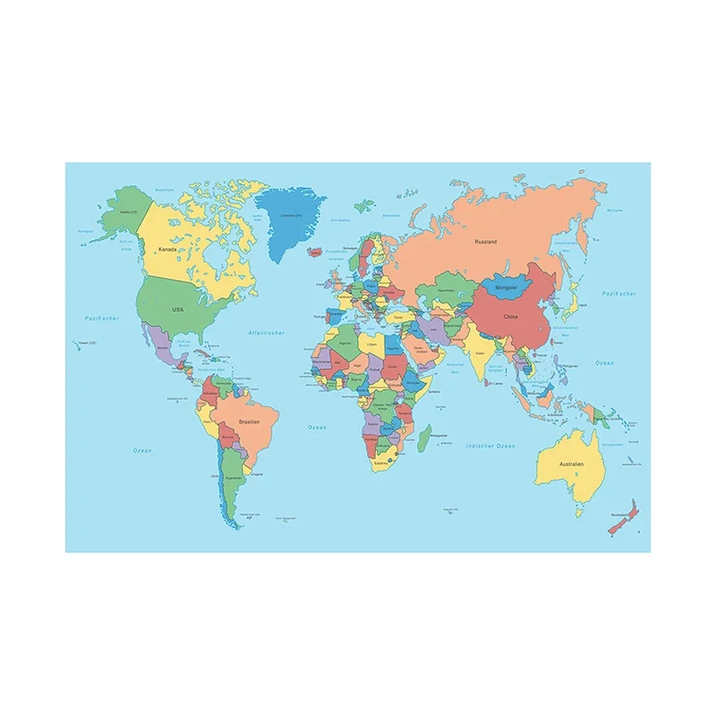 150*100 ซม.Worldแผนที่ไม่ทอภาพวาดผ้าใบผนังUnframedโปสเตอร์ห้องเรียนอุปกรณ์ห้องนั่งเล่นDecorอุปกรณ์โรงเรียน