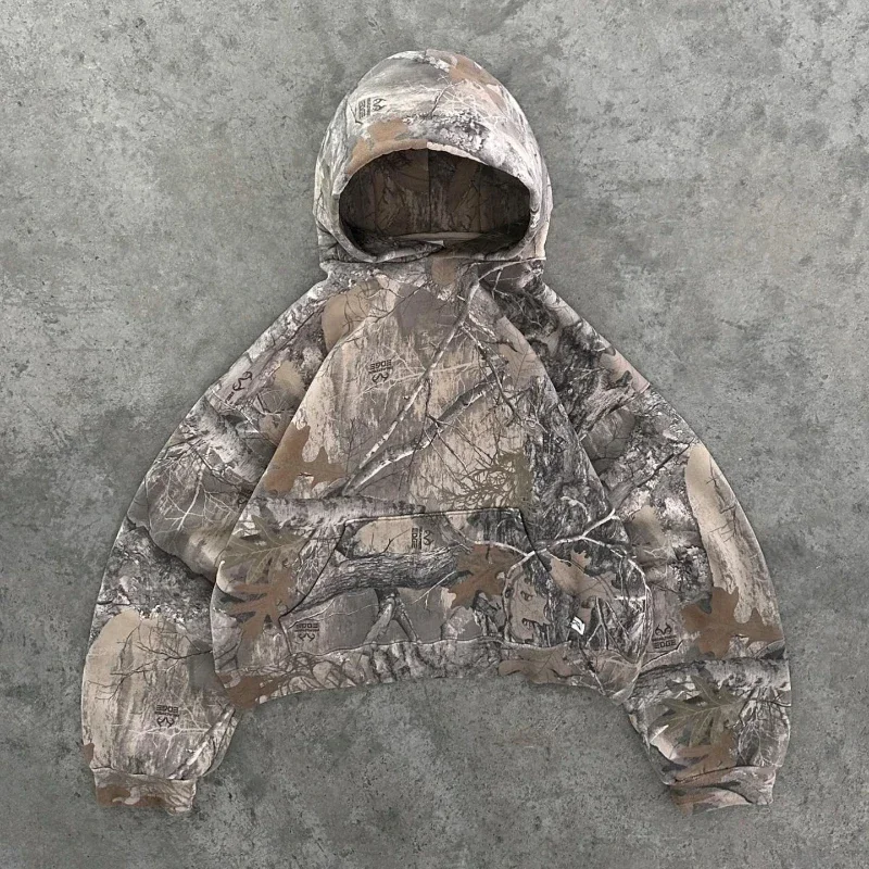 Jersey con patrón de camuflaje Y2K, Sudadera con capucha Retro, estilo hip hop americano, High Street, Sudadera con capucha holgada Unisex, Sudadera con capucha de camuflaje para exteriores, nuevo modelo