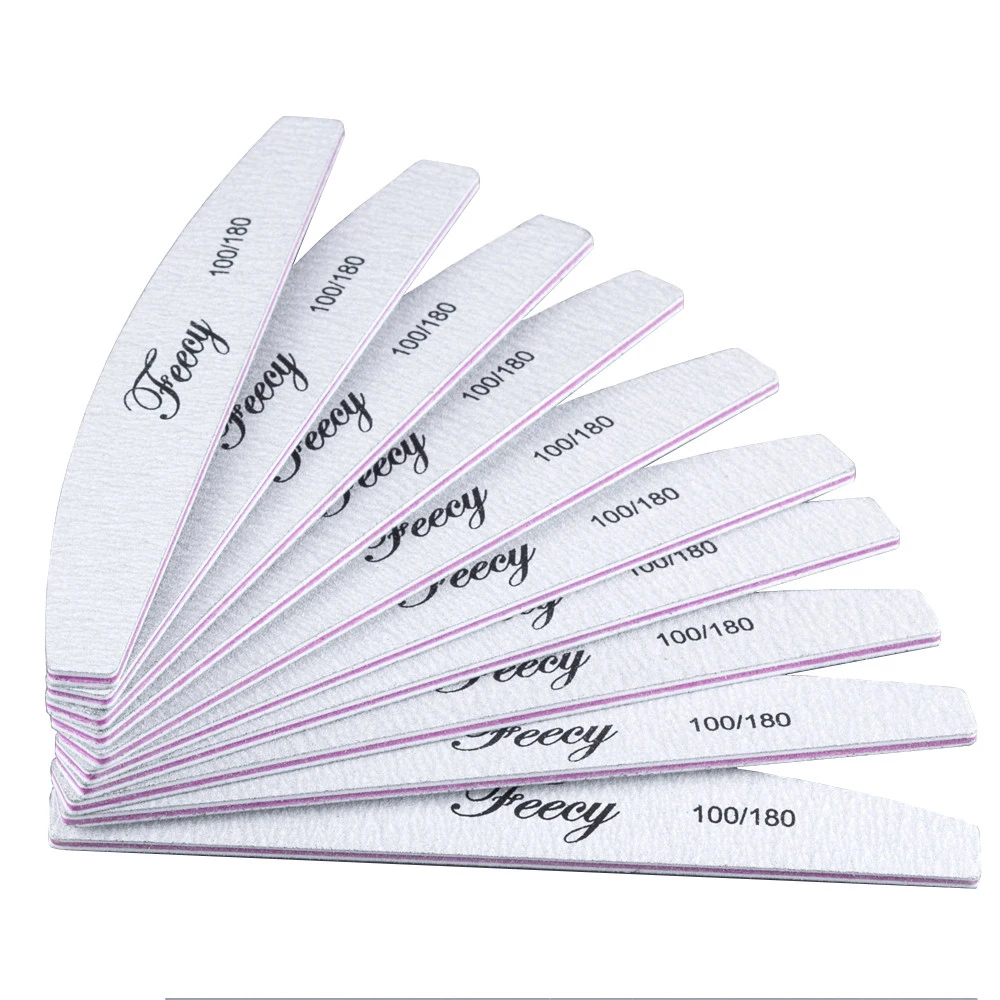 10 ชิ้น/ล็อตเล็บแฟ้มบัฟเฟอร์คู่ไฟล์เล็บบัฟเฟอร์ 80/100/150/180/240 กรวด Limas Trimmer Lime Nail Art Ongle เล็บเครื่องมือ