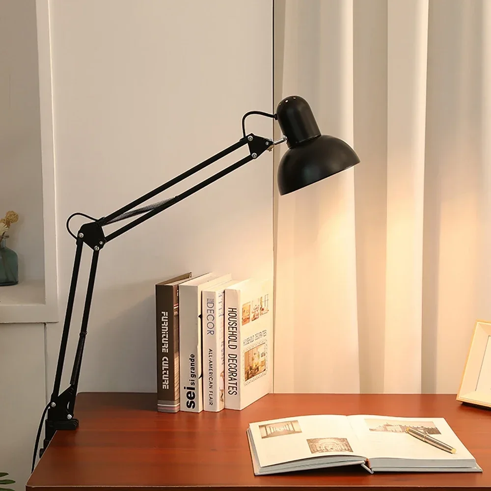 Dobrável Lâmpada de Mesa Clip na Luz, Proteção Telescópica para os Olhos, Lâmpada de Mesa para Computador Retro, Decoração para casa
