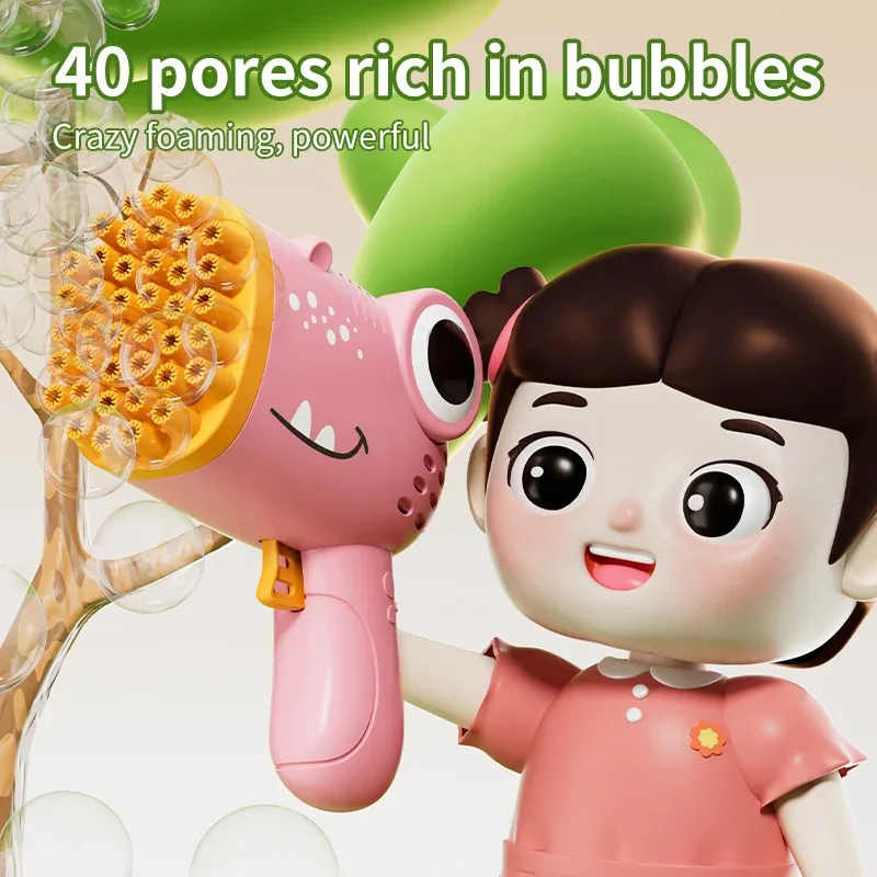 40 หลุมไดโนเสาร์ Bubble Machine ของขวัญเด็กต่อเนื่องฟองงานแต่งงานกลางแจ้ง (ไม่รวม Bubble Liquid และแบตเตอรี่)