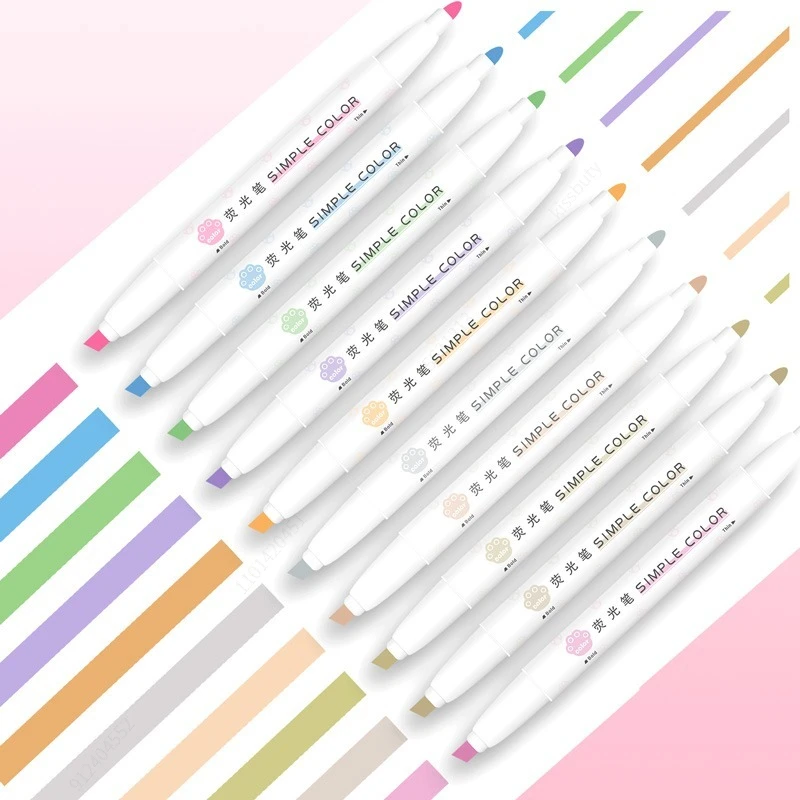 5PCS Highlighter ปากกาชุดหลาย Series Double Headed สีปากกาเรืองแสงเครื่องเขียนนักเรียน