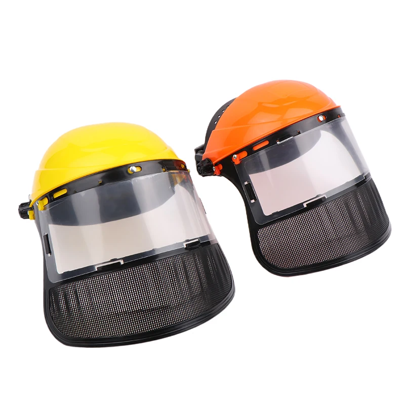 New Garden Grass Trimmer Safety Helmet Hat With Full Face Mesh Protective Mask For Logging Brush Cutter Forestry Protection
