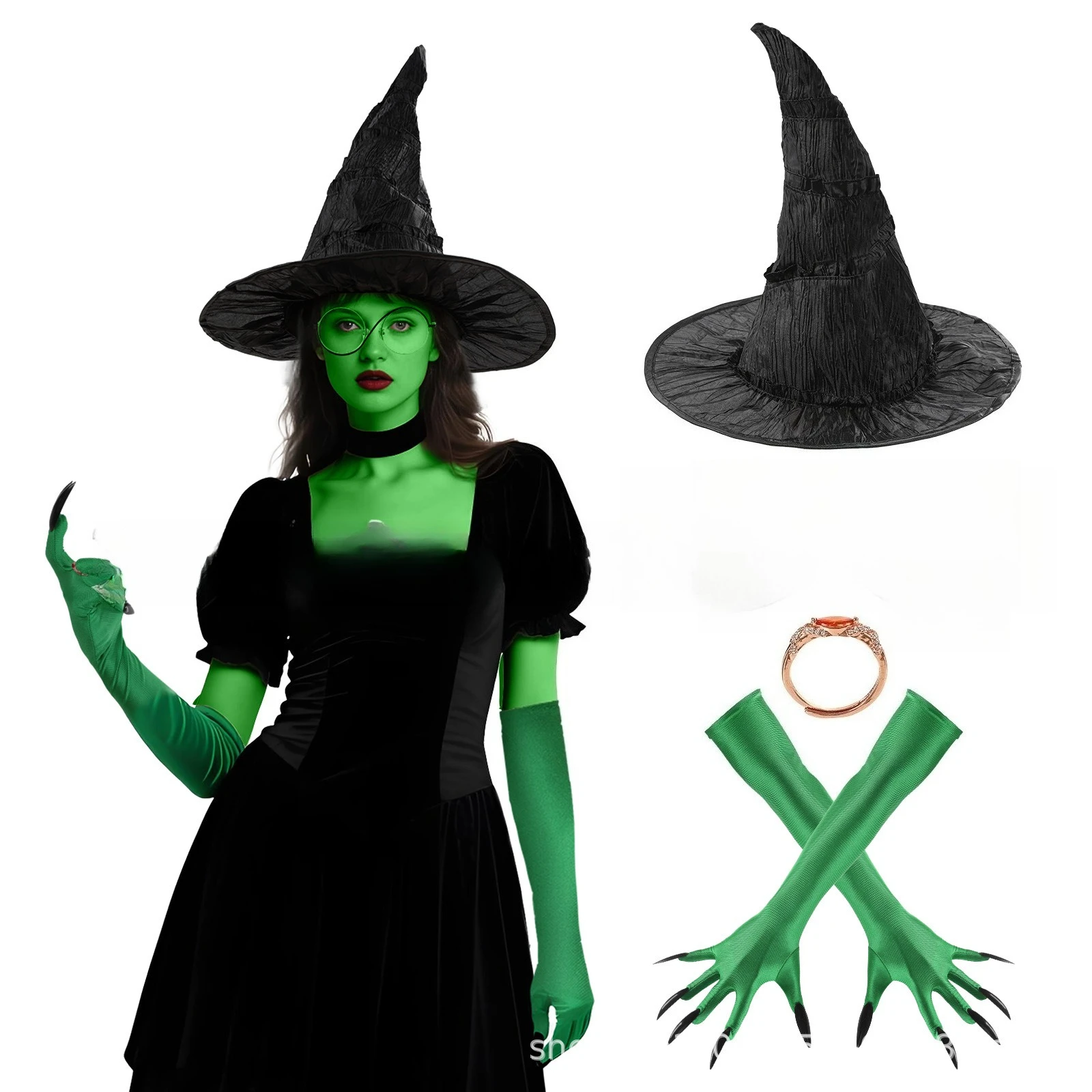 Sombrero de bruja de Halloween, traje de mago Elphaba, fiesta, cosplay, festival, accesorios de vestir para fiesta