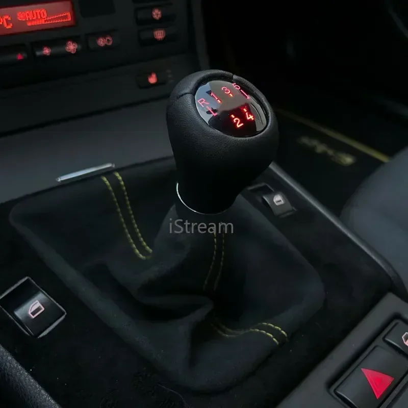 Auto-Schaltknauf mit LED-Hintergrundbeleuchtung für BMW E36 E46 E90 E91 E92 E36 E39 E30 E32 E34 E38 E81 E82 E87 E88 E60 X1 X3 X5 3 Serie