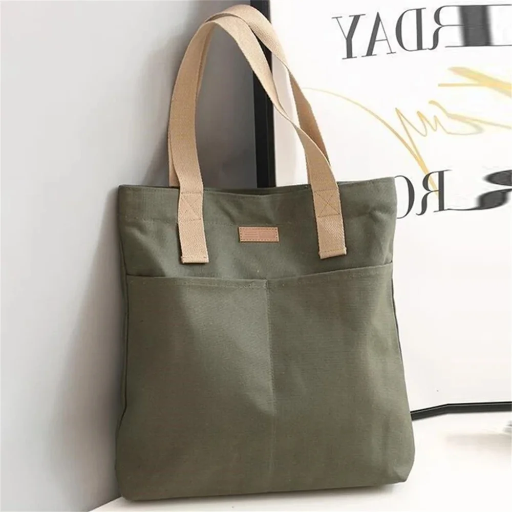 1Pcs frauen Einkaufstasche Leinwand Nähgarn Große Kapazität Erweiterte Sinn Handtasche Bequem Praktische Weibliche der Pendler Tasche