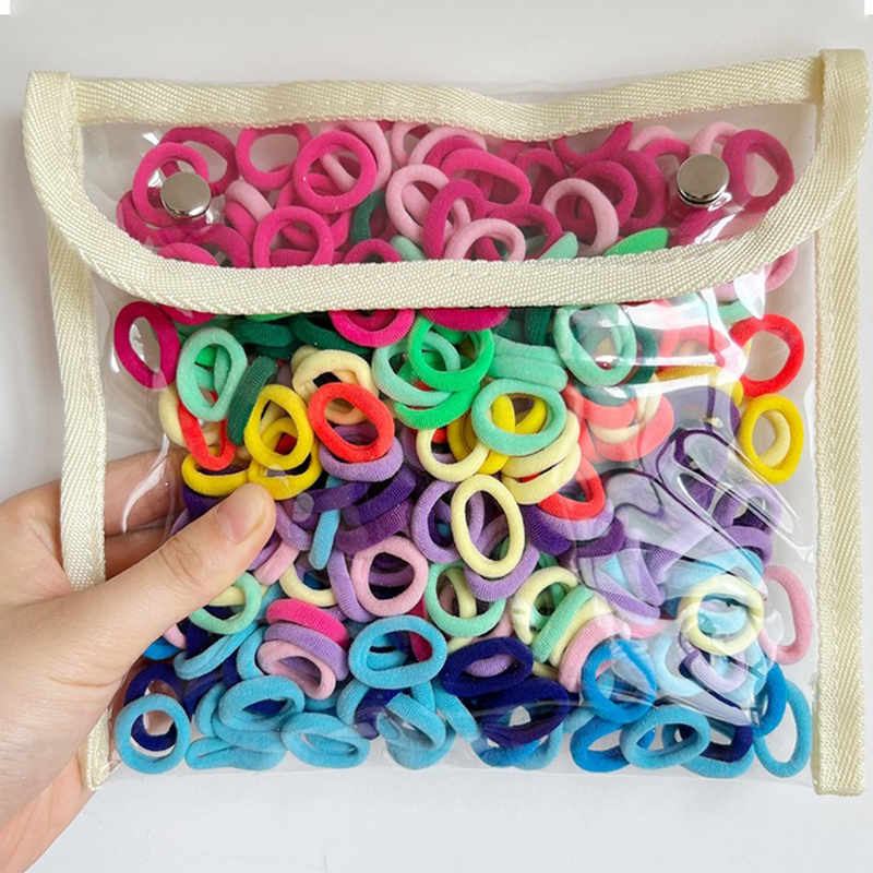 50/100/200PCS Colorful Basic Nylon Ealstic Hair Ties for Girls Ponytail Hold Scrunchie Rubber Band Kids Basic Hair Accessories