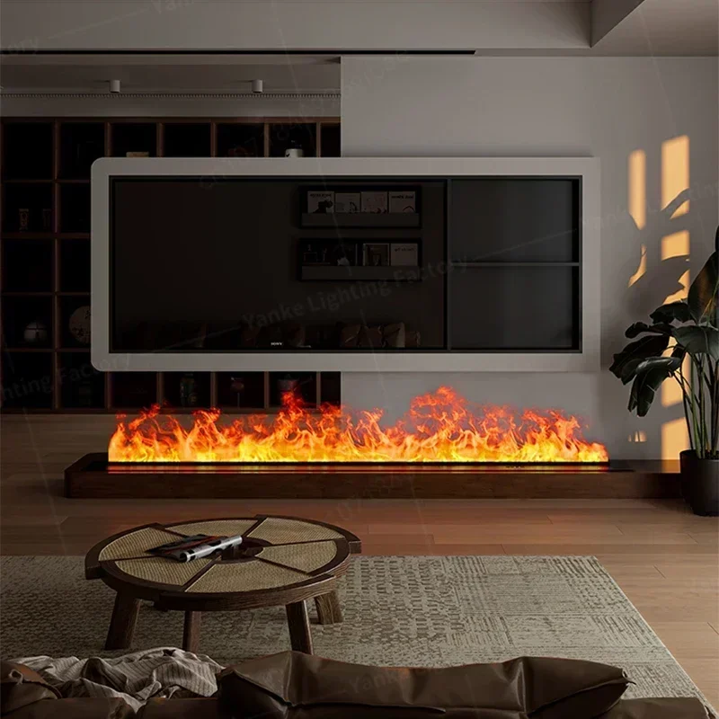 เตาผิงไฟฟ้าอัจฉริยะ3D พ่นละอองน้ำพร้อมเปลวไฟไอน้ำสีสันสดใสใช้ตกแต่งในร่มเป็นมิตรกับสิ่งแวดล้อม