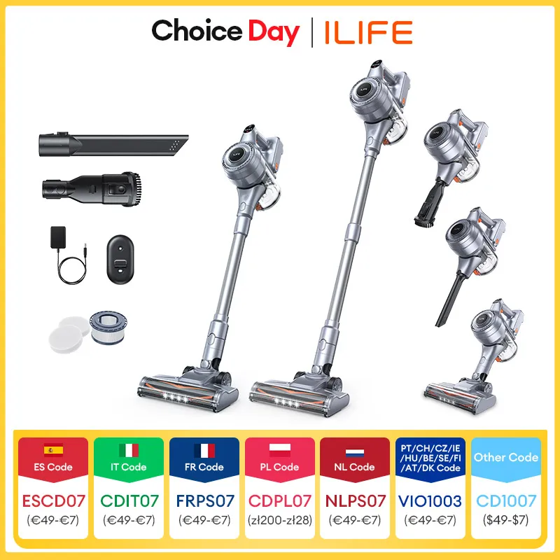 ILIFE H80 Robot aspirapolvere portatile senza fili, ventosa 21kPa 1,2 litri, tempo 40 minuti, illuminazione a LED, batteria rimovibile