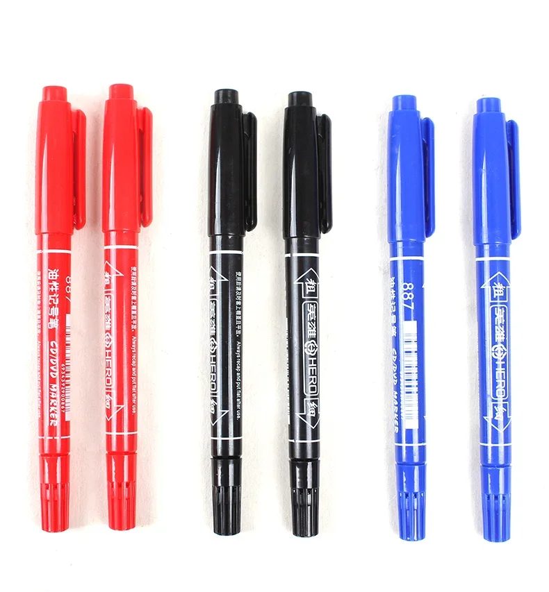 3 ชิ้น/เซ็ต Dual Tip 0.5/1.0 mm Nib Marker กันน้ําสีดําสีฟ้าสีแดงมันมังงะ Art Marker ปากกานักเรียนโรงเรียนเครื่องเขียน Office