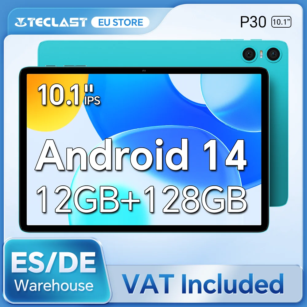 Teclast P30 Android 14 Tablet, UniSoc T606 Octa Core, 10.1 "IPS, MAX 12GB RAM, 128 GB de ROM, 6000 mAh, desbloqueo de la cara