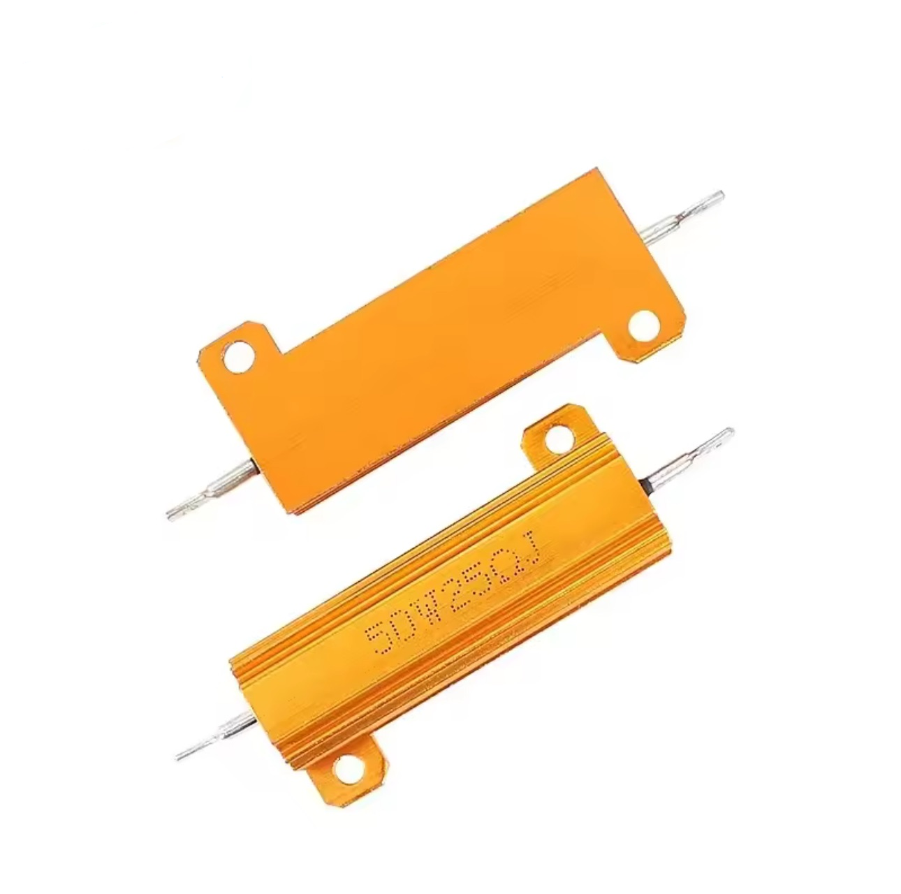 2 unids/lote 10W 25W 50W 100W resistencia de potencia de aluminio 0,1 ~ 1 Kohm carcasa de Metal resistencia bobinada resistencias de carga 4ohm 6ohm 8ohm